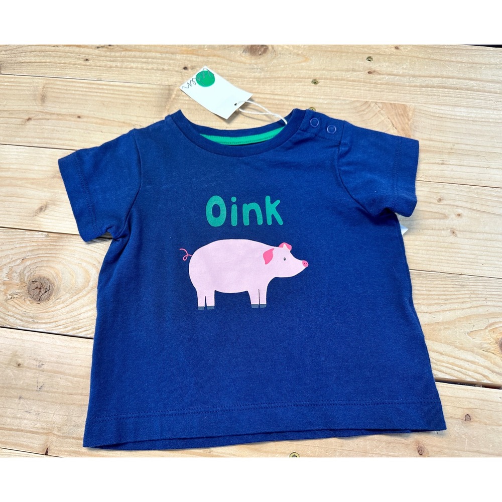 Boden Pig Graphic Tee Oink Short Sleeve Top Kids Clothes 3-6M